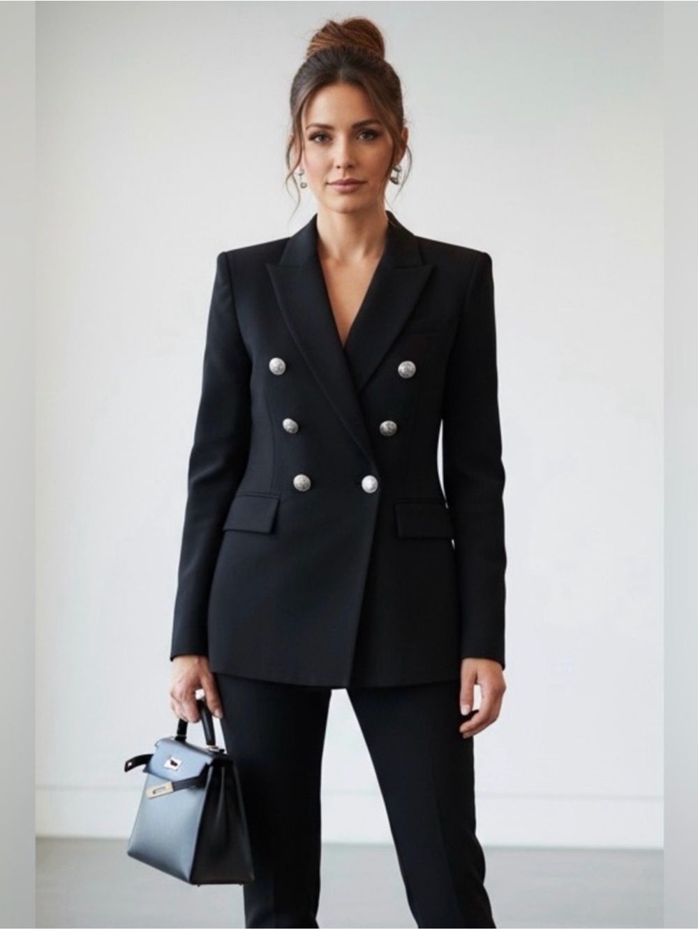 Veronica Beard Miller Dickey Jacket Black | Silver Buttons | (Retailing 795) | 6